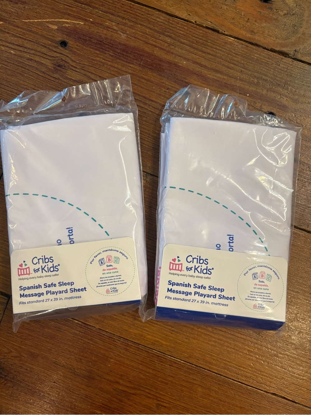Cribs for Kids Spanish Safe Sleep Message Playard Sheet - set of 2